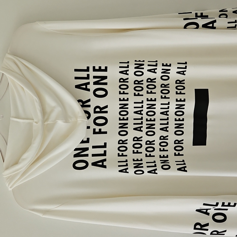Jane & John Longline Zippered Hoodie Tunic‎ Spellout "ALL FOR ONE, ONE FOR ALL" - Picture 10 of 16